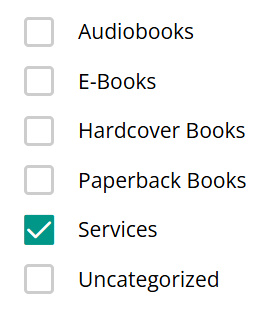 part of a screenshot showing the product categories checkboxes with 'services' checked on the vendor dashboard