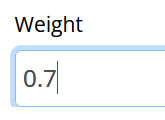 part of a screenshot showing the Weight field on the Shipping tab of the Vendor Dashboard