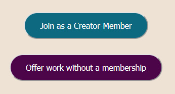 part of a screenshot showing the 'Join as a Creator-Member' and 'Offer work without a membership' buttons on the 'Options to Offer Your Work' page.