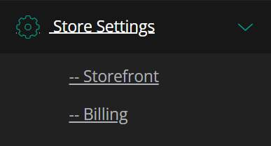 part of a screenshot showing the Store Settings, Storefront, and Billing links on the vendor dashboard