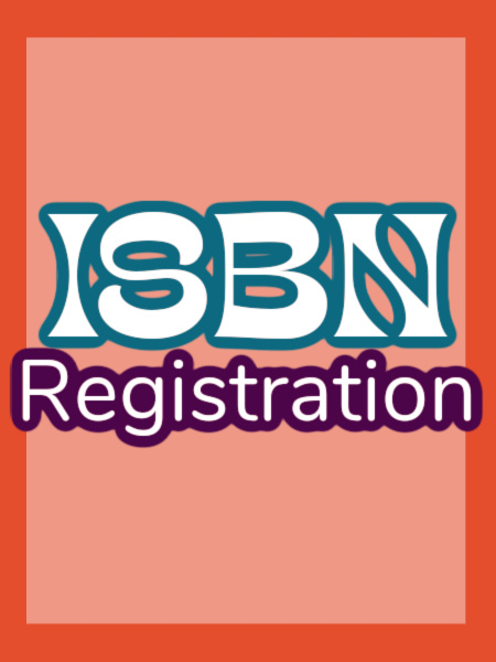 The words "ISBN Registration" appear in white, blue, and purple text on an orange background